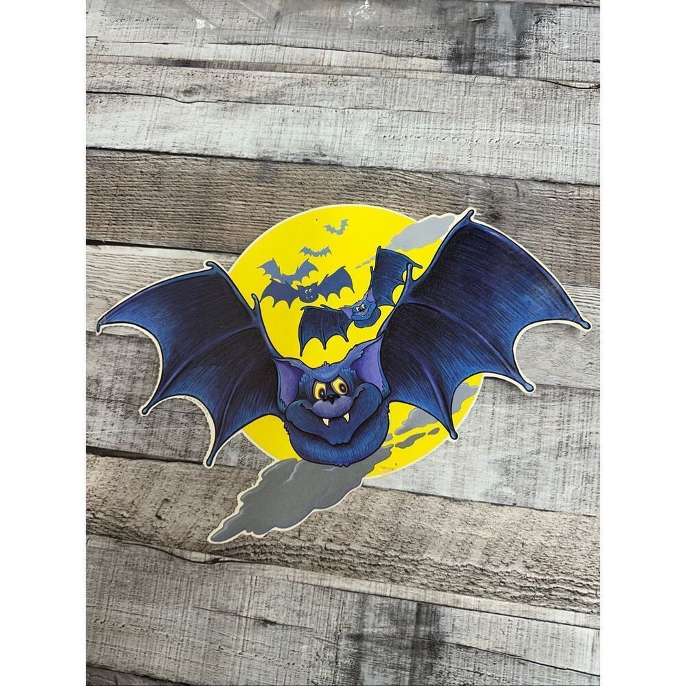 VTG 1983 Hallmark Halloween Bat Die Cut Decoration Large Moon Wall Decor Retro
